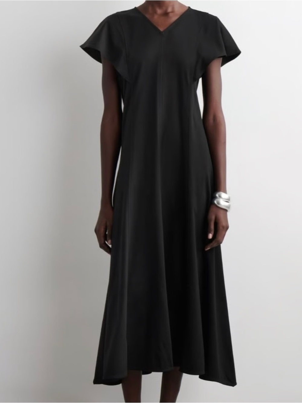 COS Petal Sleeve Cotton Midi Dress Black New Medium